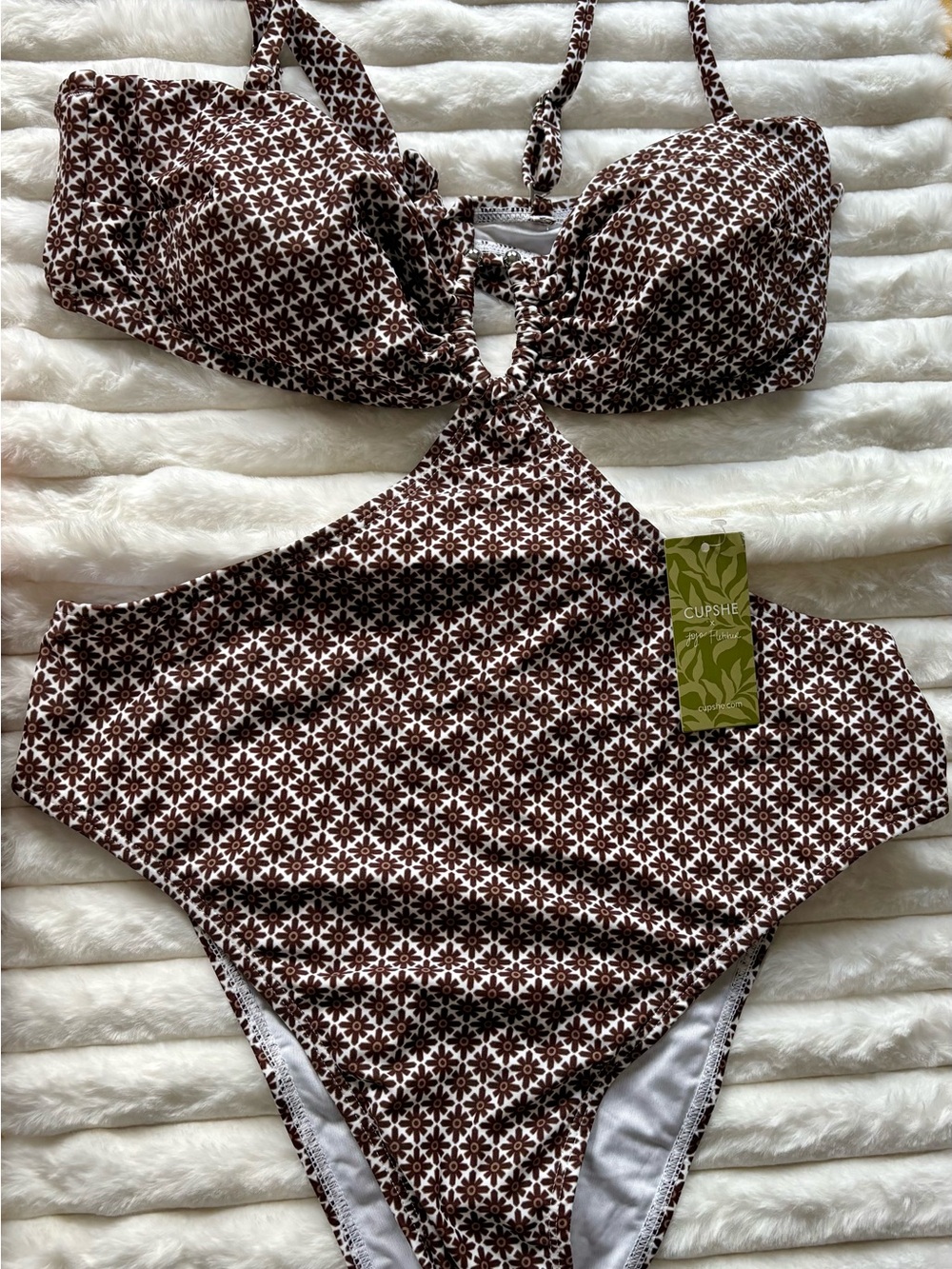 CUPSHE Jagger U-Ring Tie Back Monokini Swimsuit Size L NWT - Picture 4 of 16
